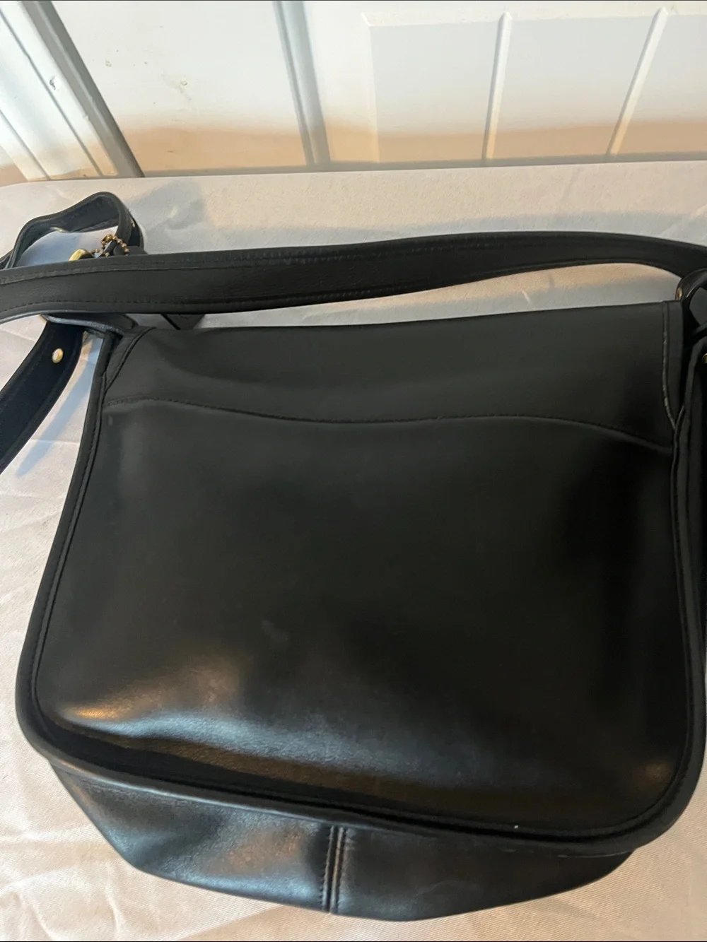 Coach Patricia  Black Leather Messenger Bag - Men's Crossbody